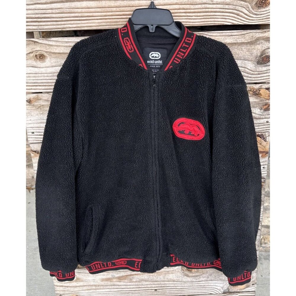 Ecko Unltd Jacket Fleece Black Size L Mens Full‎ Zip Style EO48O75